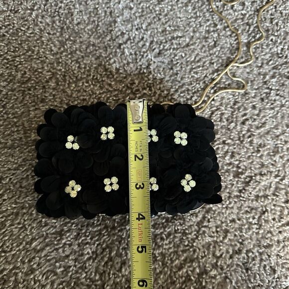 Anne Fontaine Handcrafted Beaded Floral Evening Bag  Clutch Floral Black Gold - Picture 11 of 11